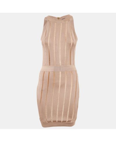 Balmain Женское трикотажное платье, бежевое, б/у