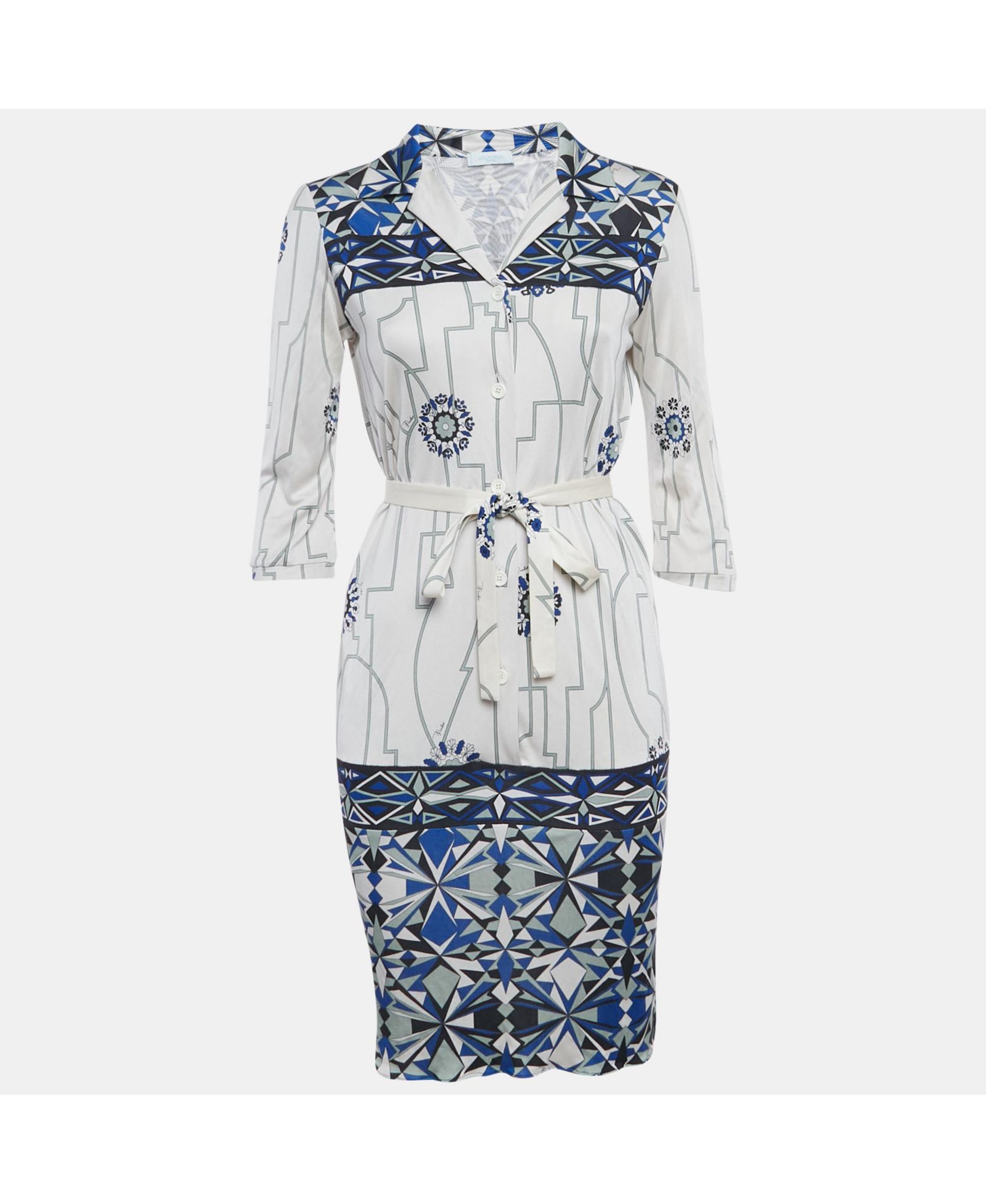 Женское короткое шелковое платье Pre-Owned Emilio Pucci Firenze White Printed