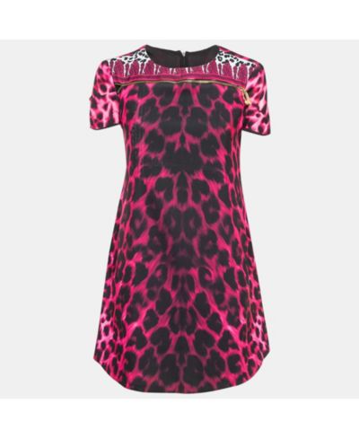 Женское мини-платье Versace Versus Pink Animal Print с застежкой-молнией, б/у