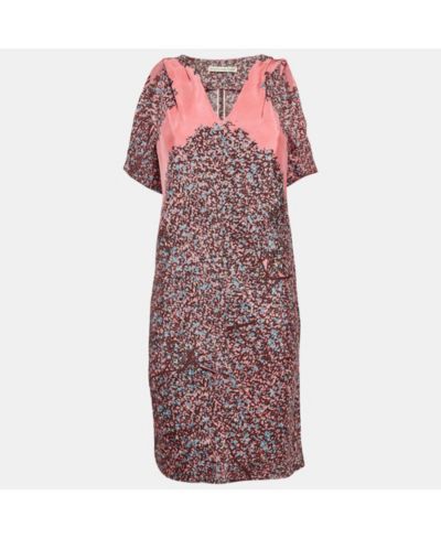 Pre-Owned Balenciaga Women's Paris Pink Printed Silk Sleeveless Mini Dress