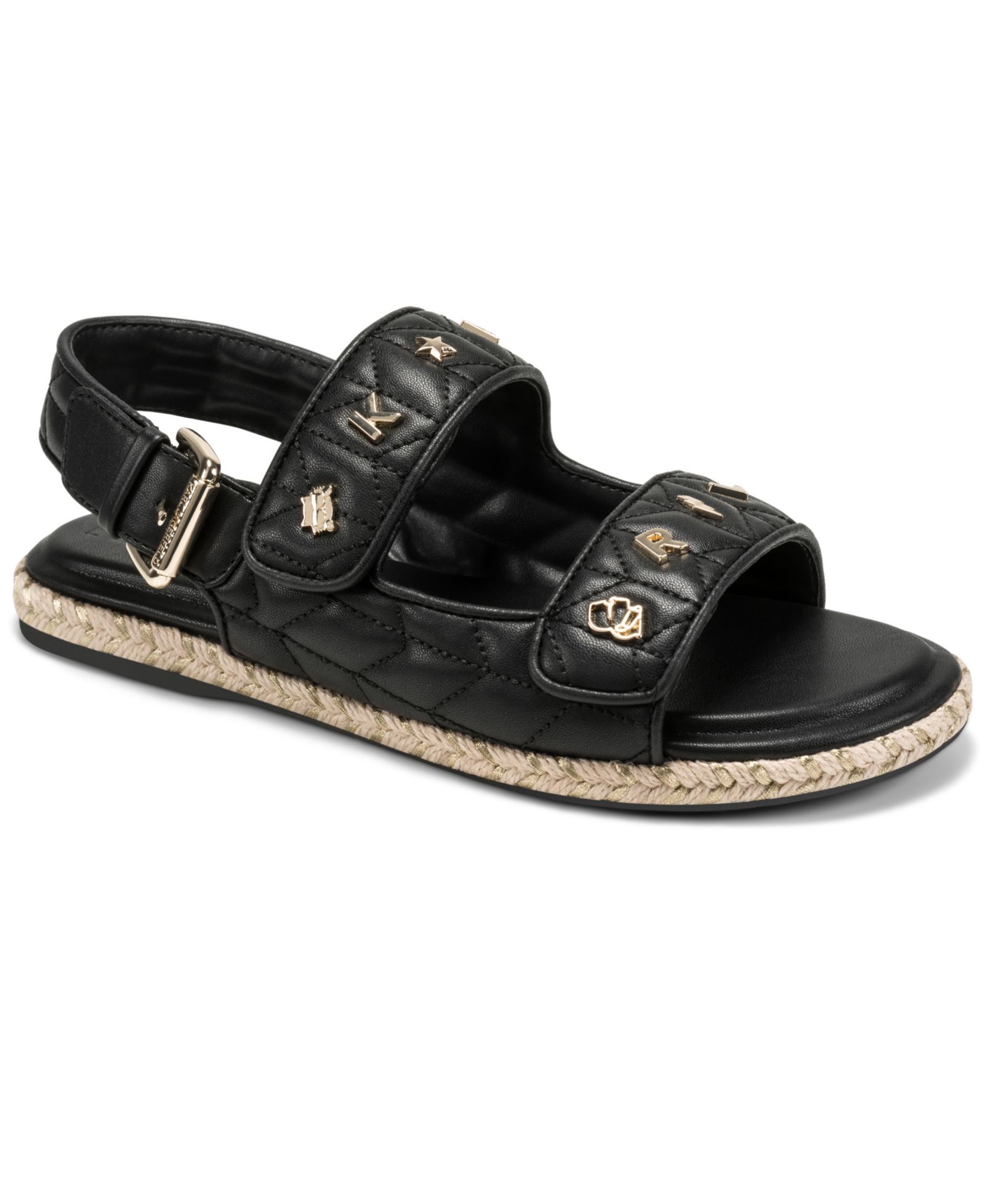 KARL LAGERFELD PARIS Women's Charlay Studs Flat Espadrille Sandals