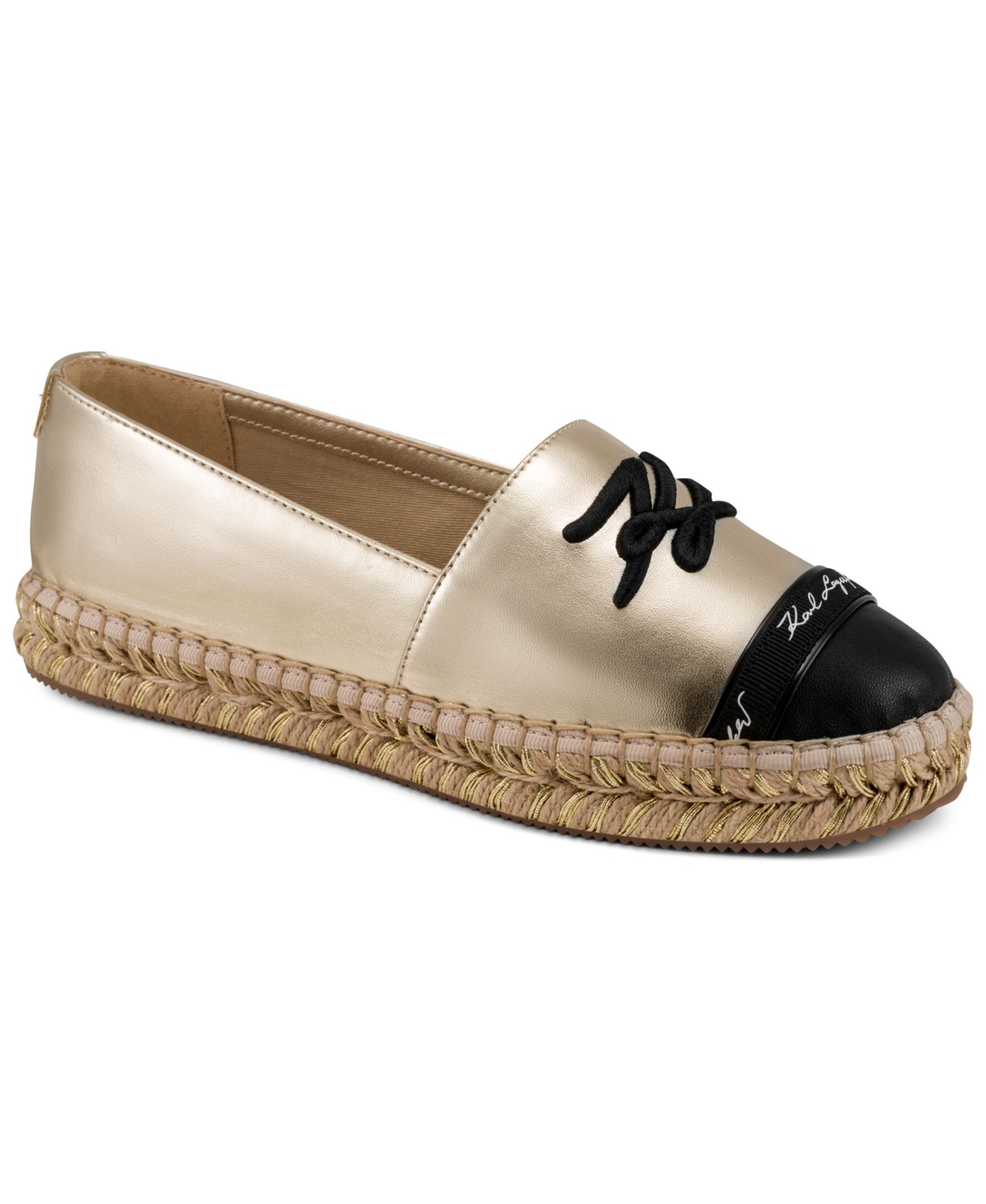 KARL LAGERFELD PARIS Women's Millicent Logo Slip-On Espadrilles