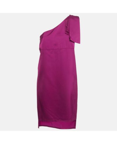 Pre-Owned Stella Mccartney Women's Burgundy Pink Satin One Shoulder Mini Dress