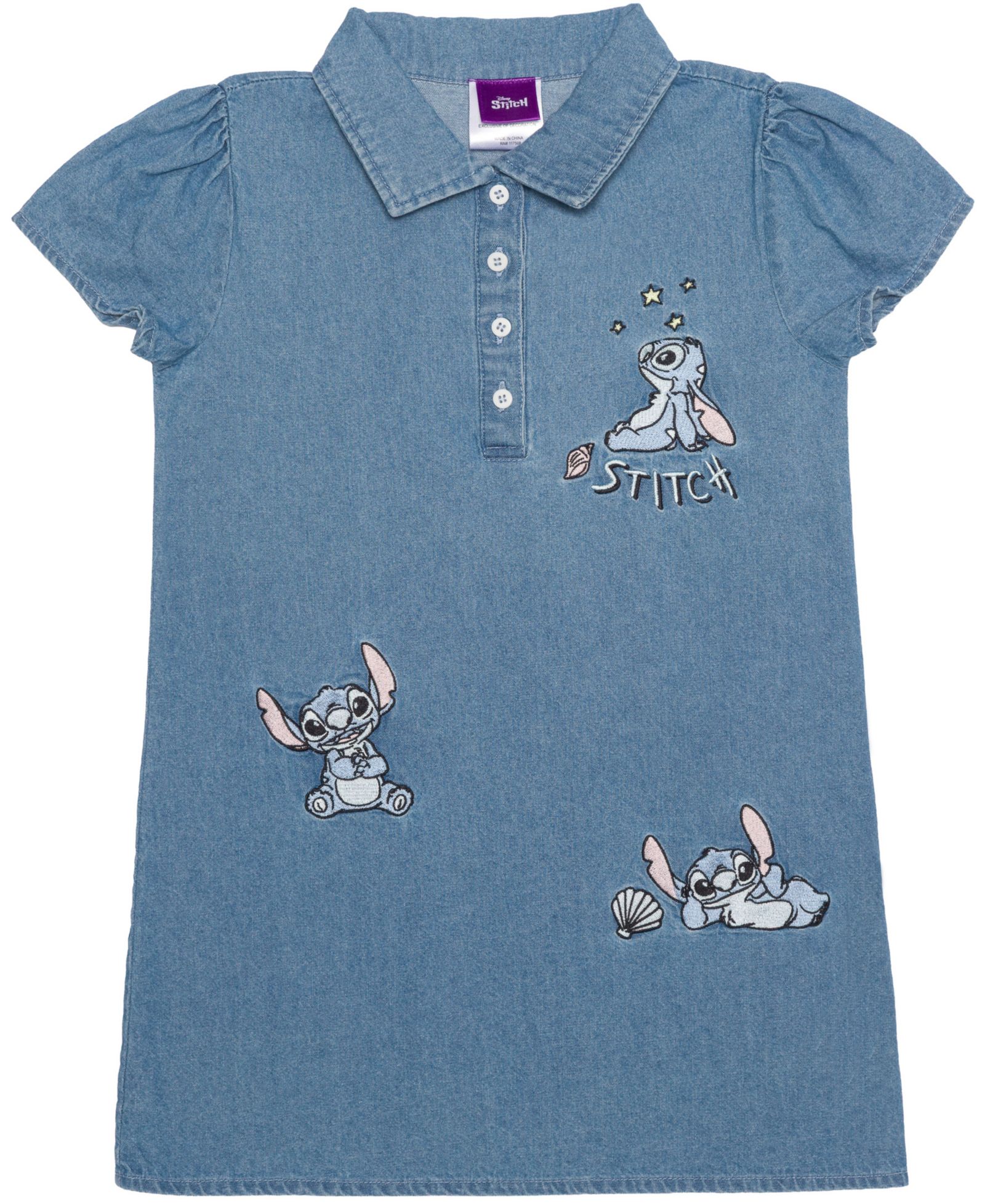Детское платье Disney Stitch с коротким рукавом и воротником