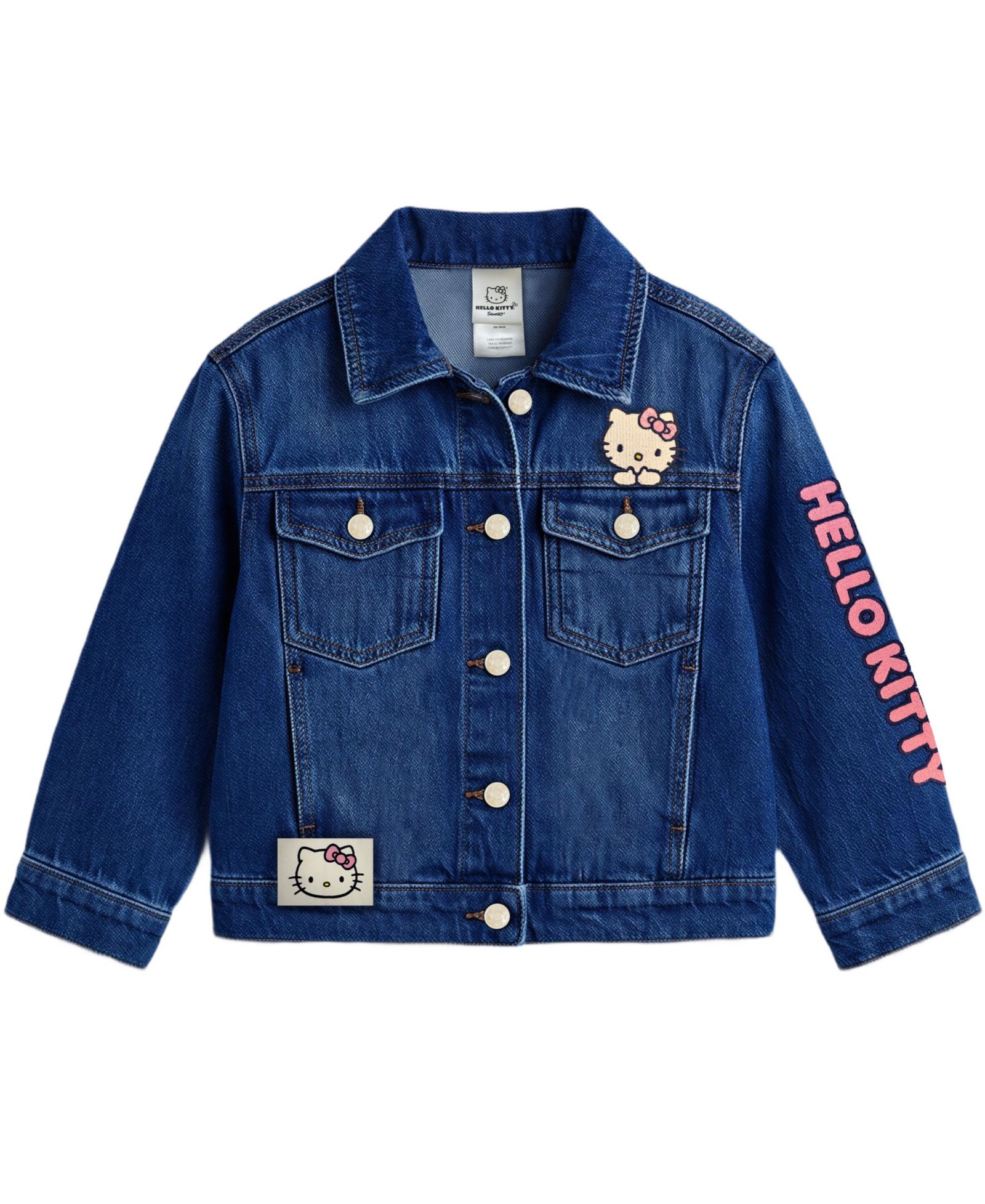 Hello Kitty Детская джинсовая куртка с пуговицами спереди, 2T-6X