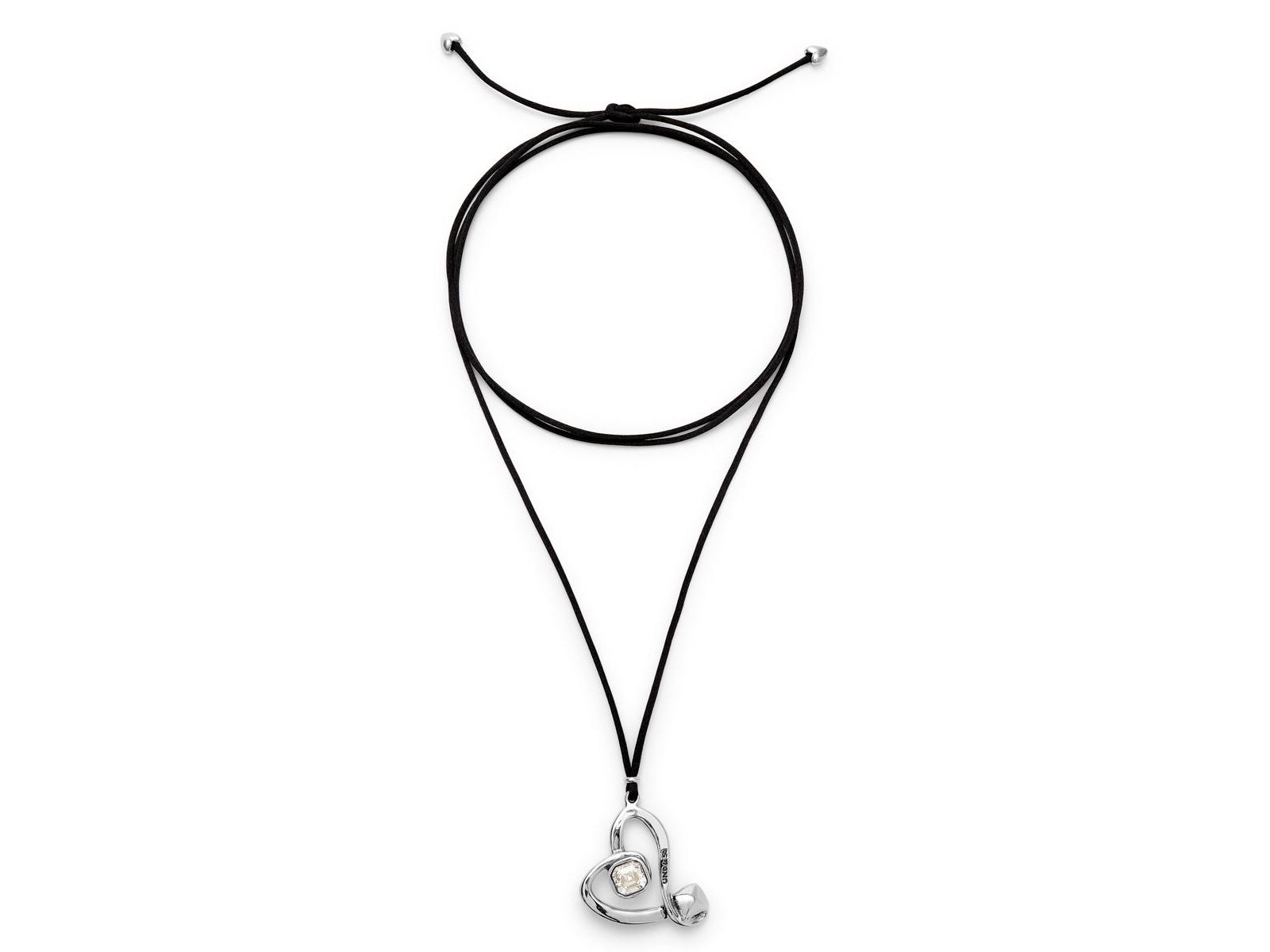UNOde50 Modern Sterling Silver Heart Faceted Crystal Necklace