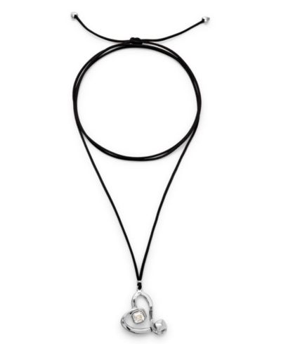 UNOde50 Modern Sterling Silver Heart Faceted Crystal Necklace