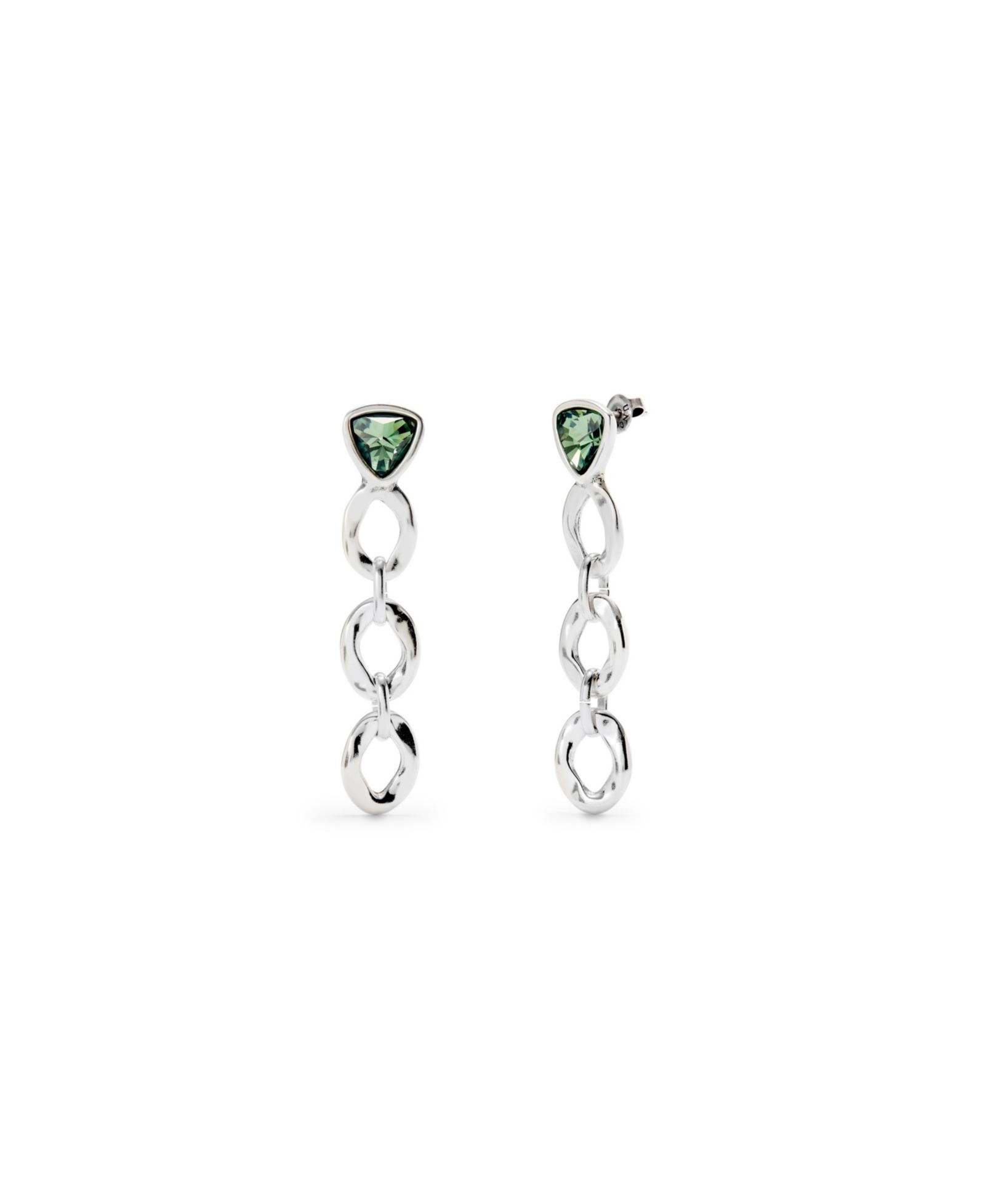 UNOde50 Серьги с зелеными кристаллами Silver Plated Dazzling Green Crystal Drop