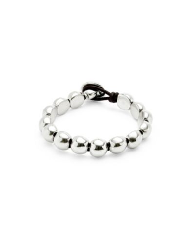 UNOde50 Silver-Tone Pebble Bracelet with Leather Tie
