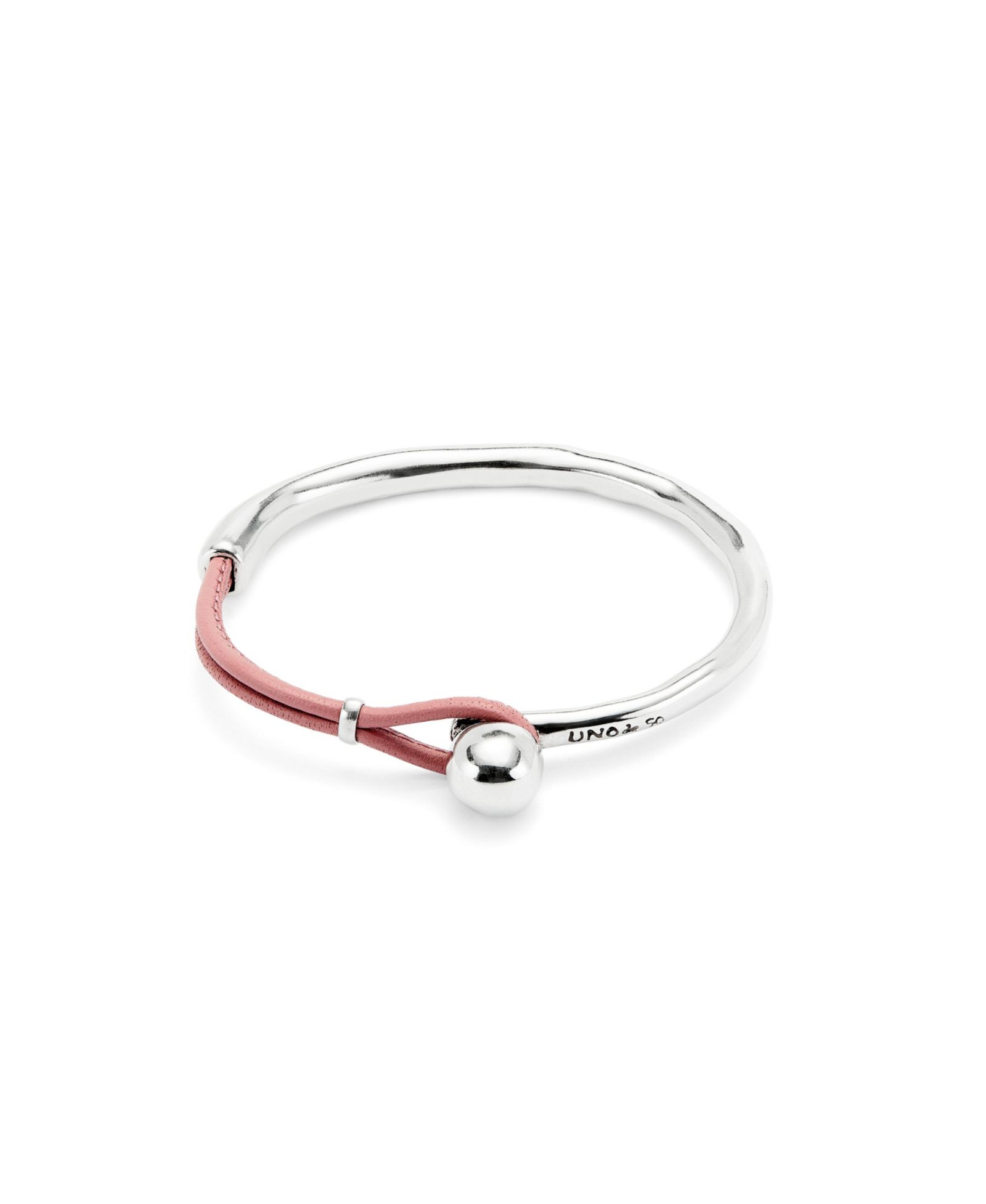 UNOde50 Sculptural Silver Plated Mauve Leather Half-Cuff Bracelet