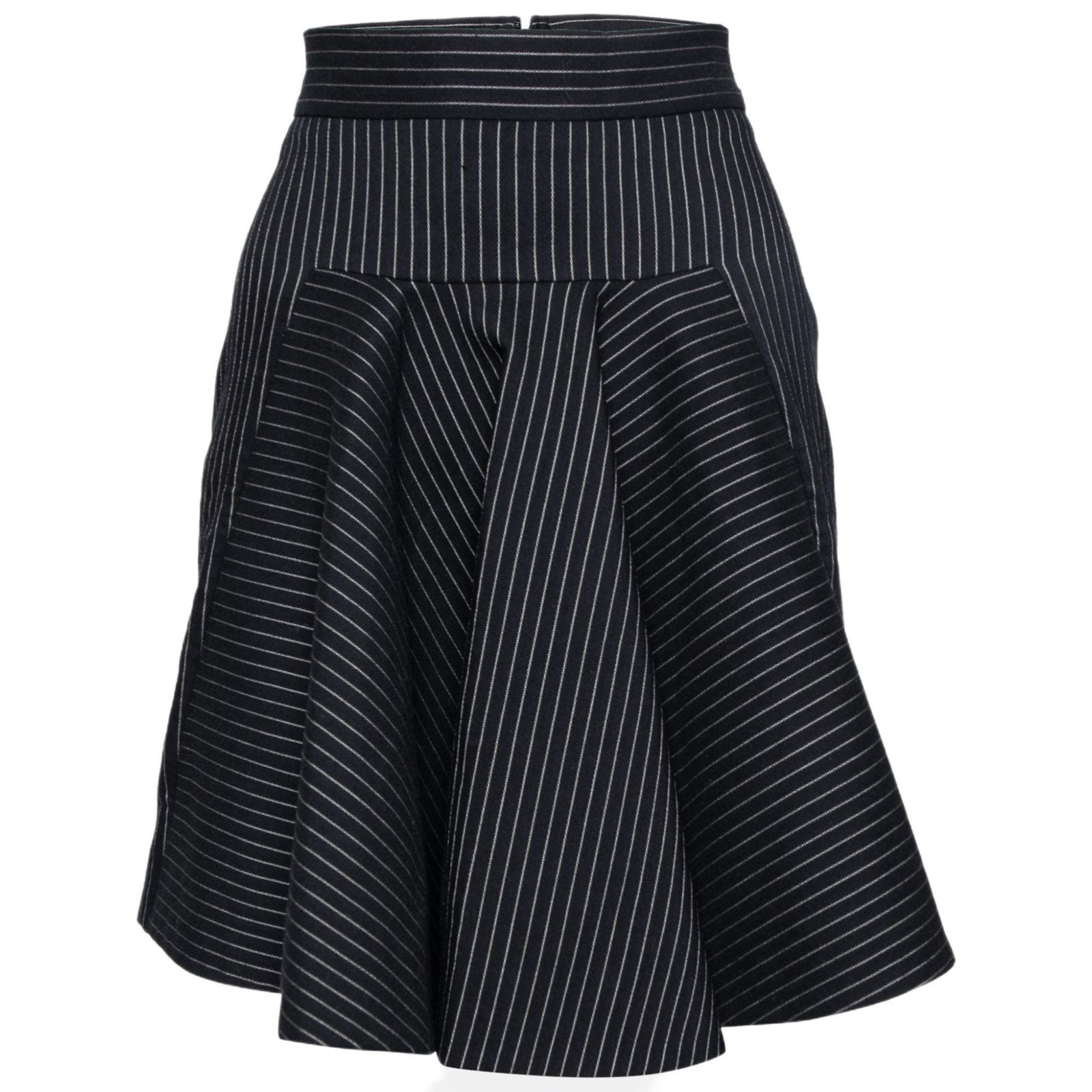Pre-Owned Stella Mccartney Women's Black Cotton Striped Flared Mini Skirt