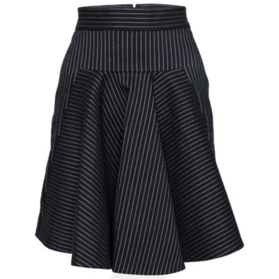 Pre-Owned Stella Mccartney Women's Black Cotton Striped Flared Mini Skirt