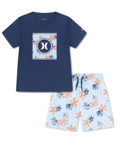 Детский комплект Hurley Boys' 4-7 Tropical Floral Swim T-Shirt and Shorts, 2-Piece Set