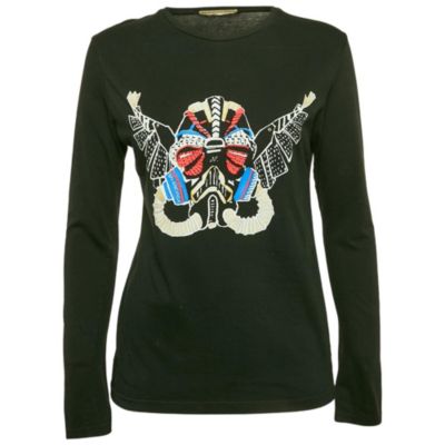 Женская футболка Balenciaga Black Printed Jersey с круглым вырезом