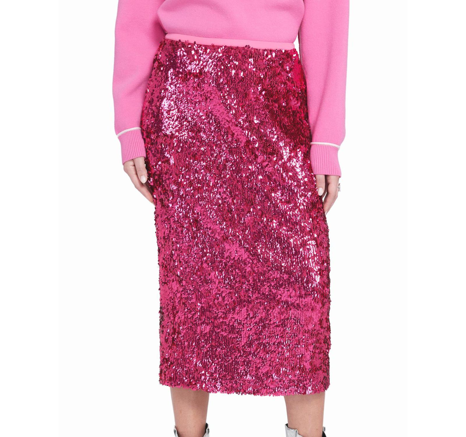 ELLE Collection Women's Sequin Midi Skirt Pencil