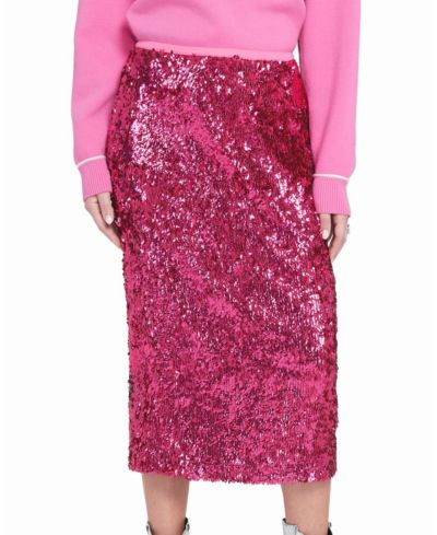 ELLE Collection Women's Sequin Midi Skirt Pencil