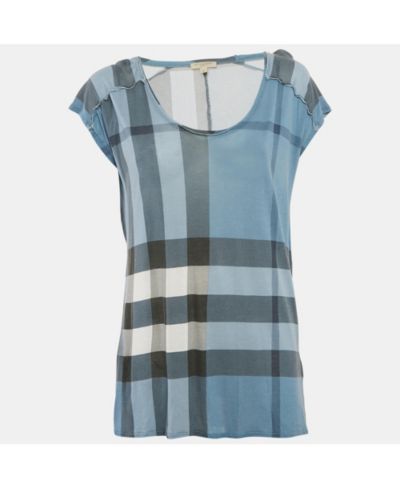 Мужской трикотажный топ Burberry Brit Blue Plaid Print Modal (Pre-Owned)