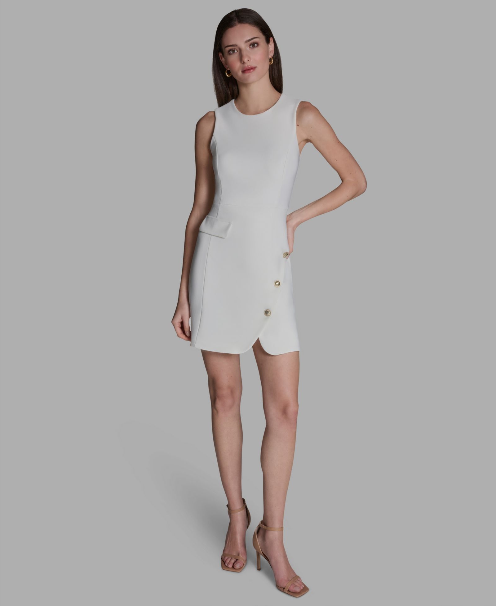 Женское асимметричное платье-футляр BCBG Crew Neck Twill
