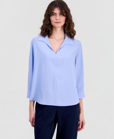 Женская шелковая рубашка Eileen Fisher с воротником