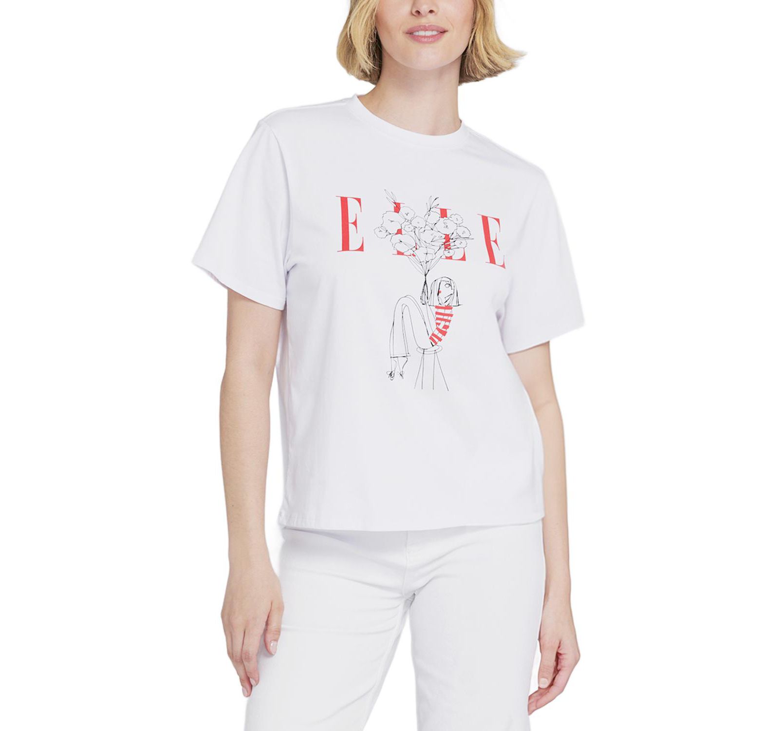 ELLE Collection Женская футболка с графическим принтом в цветочный узор