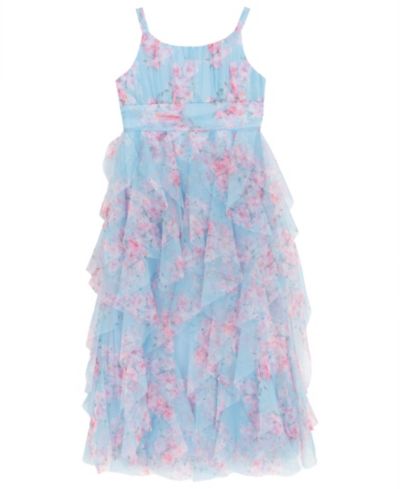 Платье maxi Rare Editions Floral Print Mesh Square Neck для девочек