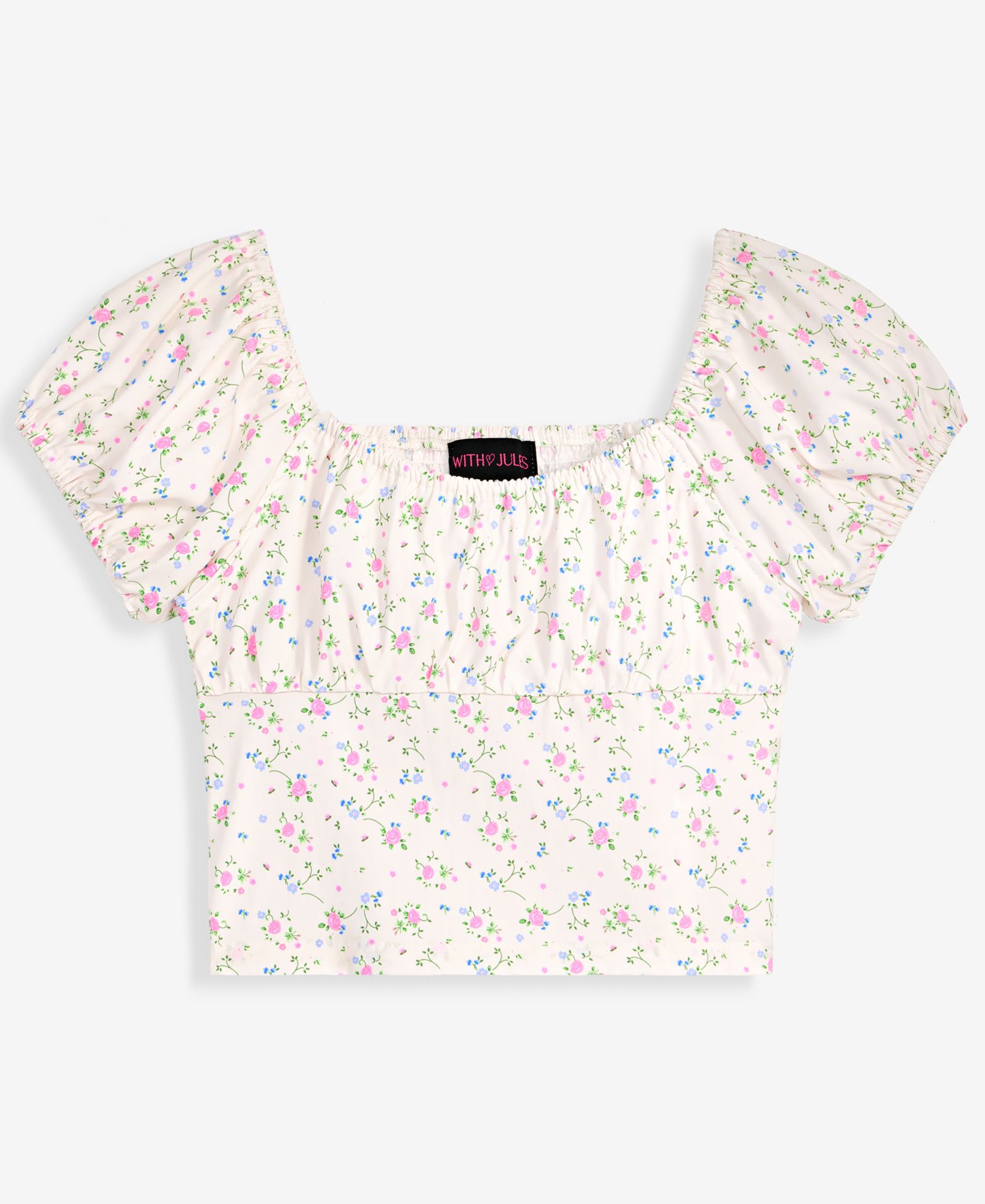 Детский топ With Jules Girls' 7-16 Ruched Floral Print Short-Sleeve Milkmaid
