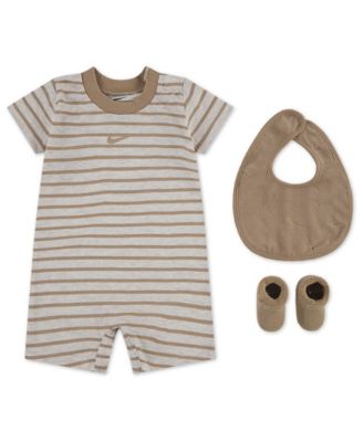 Nike Baby Boys' and Baby Girls' Crewneck Romper, Bib and Booties, 3-Piece Set