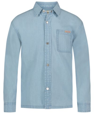 Calvin Klein Boys' 8-16 Chambray Long-Sleeve Woven Shirt