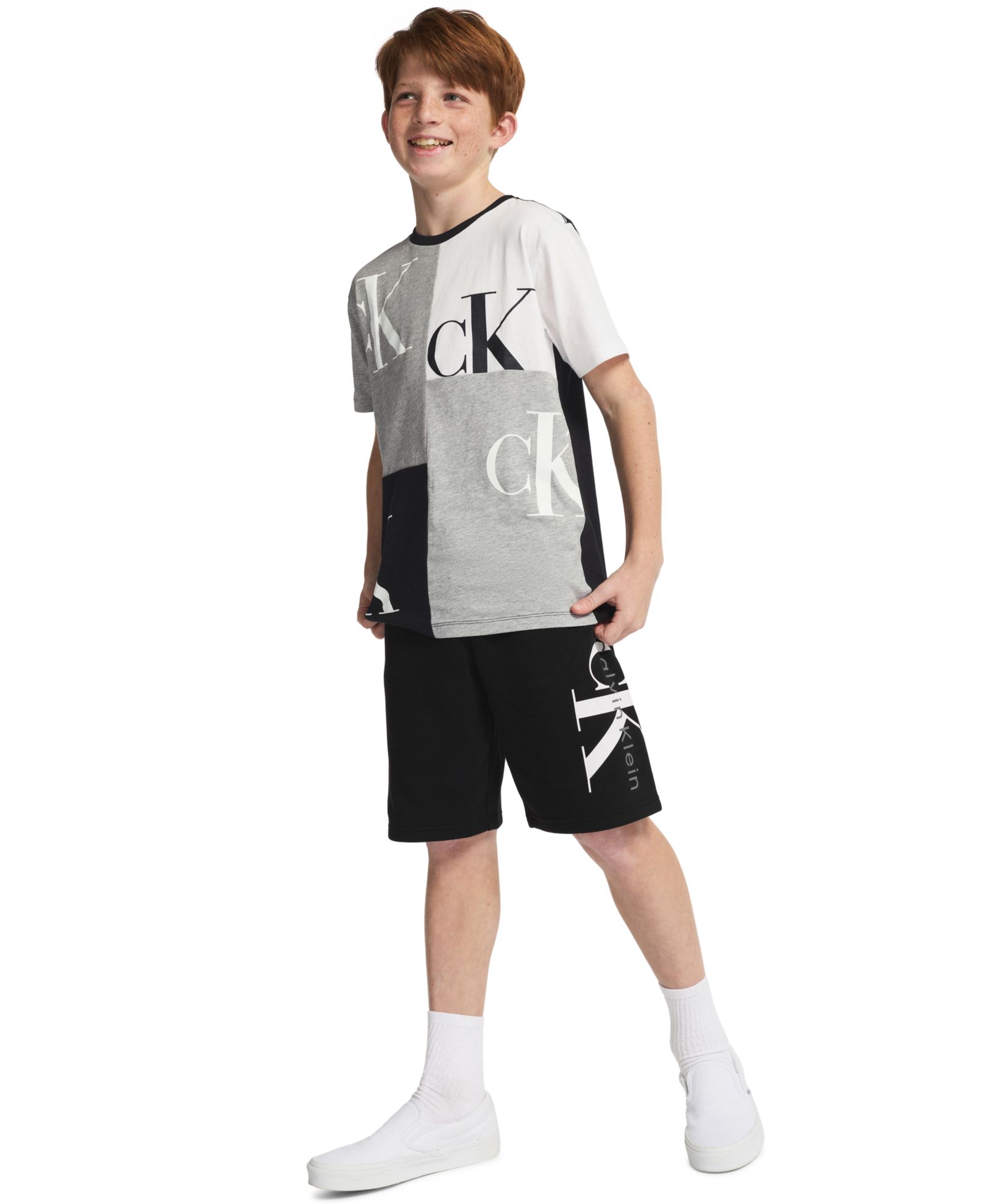 Calvin Klein Boys' 8-20 CK Graphic Knit Pull-On Shorts