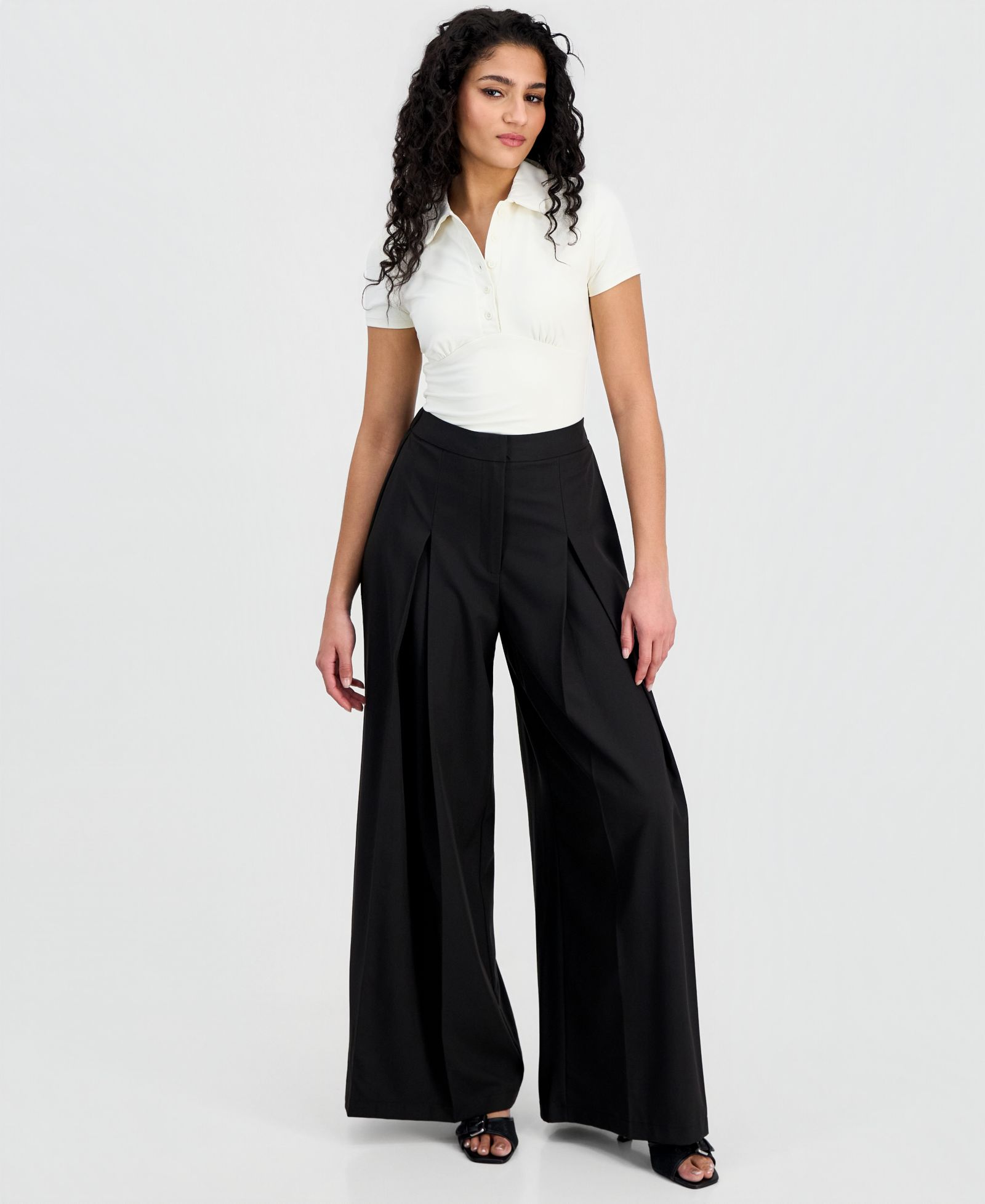 Bar III Women's Pleated Wide-Leg Pants, Macy's Exclusive