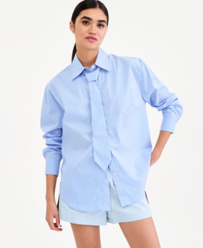 Bar III Women's Shirt & Tie, Macy's Exclusive