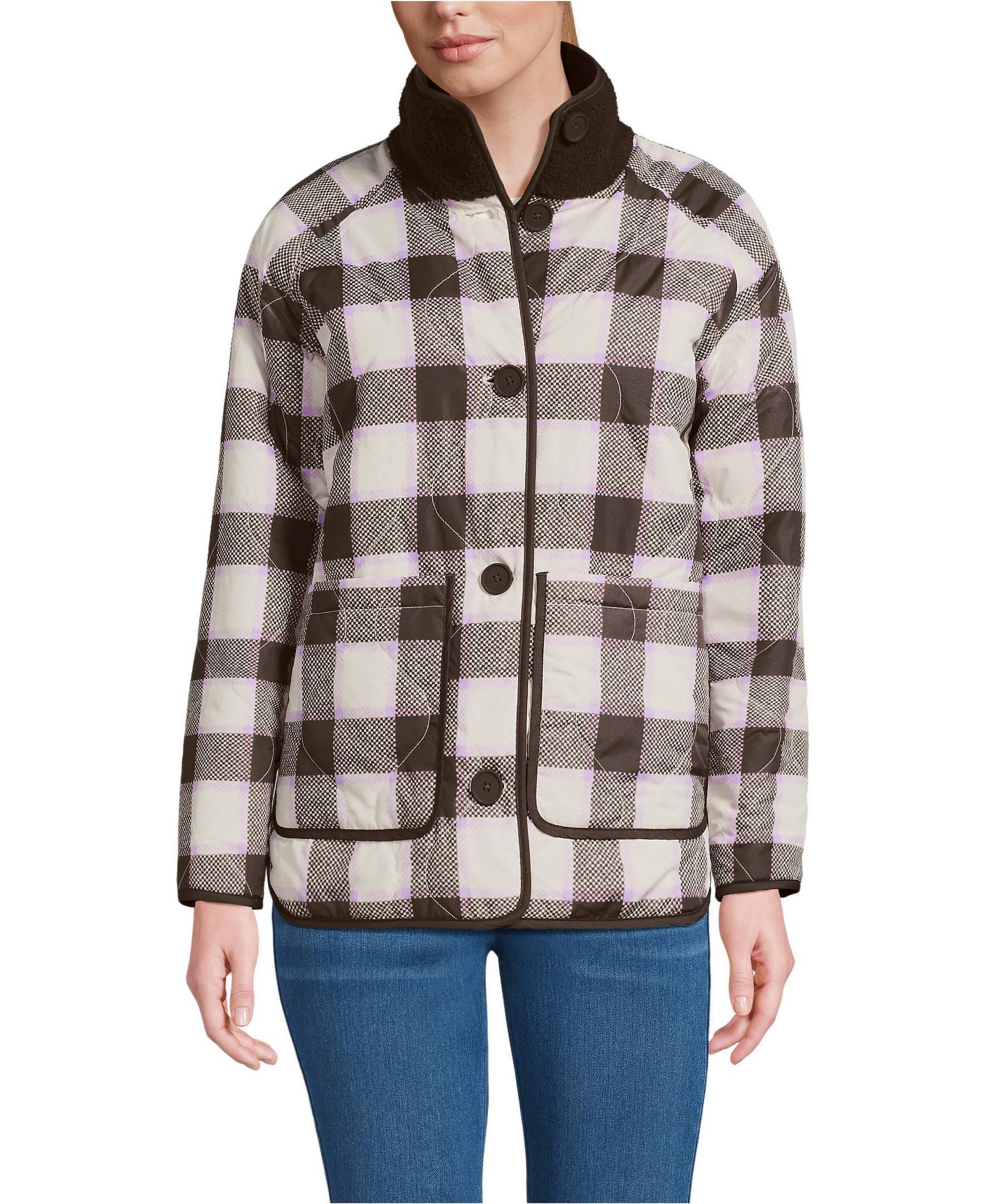 Женская куртка Lands' End High Pile Fleece Reversible Mixed Media Long