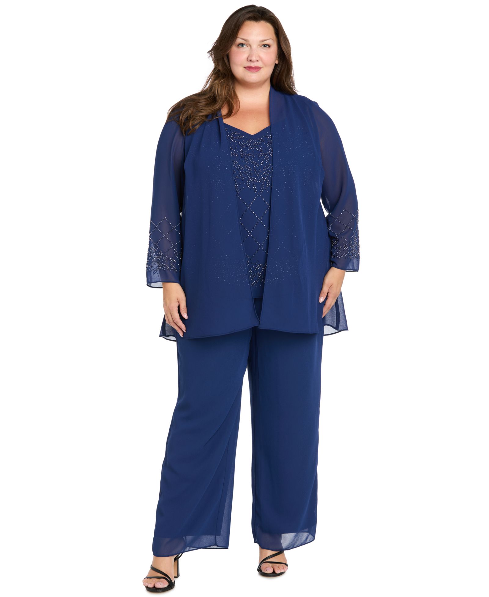 Комплект из 3 предметов R & M Richards Plus Size: куртка, топ и брюки