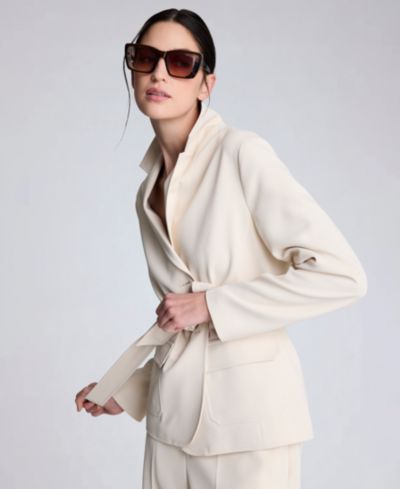 Женское приталенное пальто Kenneth Cole Notch Collar Vision Twill Belted Jacket