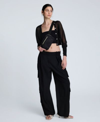 Kenneth Cole Women's Long-Sleeve Sheer Cropped Cardigan Sweater