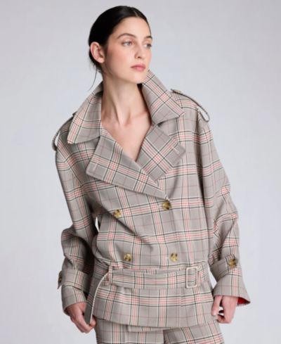 Kenneth Cole Женский тренч с клеткой Glen Plaid и поясом