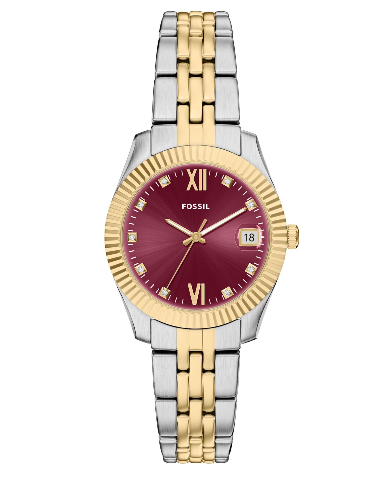 Fossil Women's Scarlette Three-Hand Date Two-Tone Stainless Steel Watch, 32mm