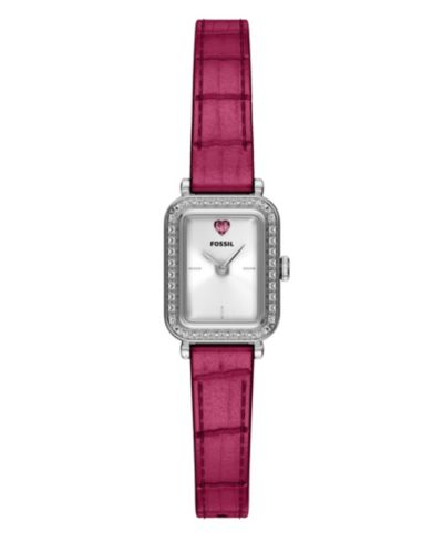 Fossil Women's Raquel Two-Hand Pink Leather Watch, 18mm