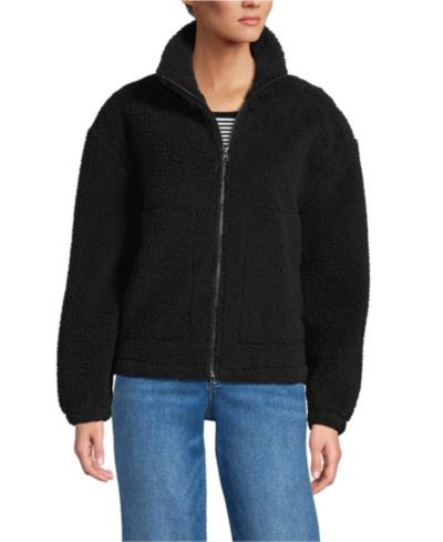 Lands' End Women's Faux Shearling Zip Front Fleece Jacket