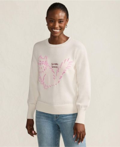 Женский джемпер Lands' End Drifter Drop Shoulder Placed Jacquard Crew Neck