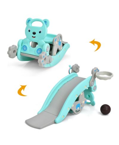 Costway 4-in-1 Toddler Slide Playground with Basketball Hoop Ball Ring Toss Climbing