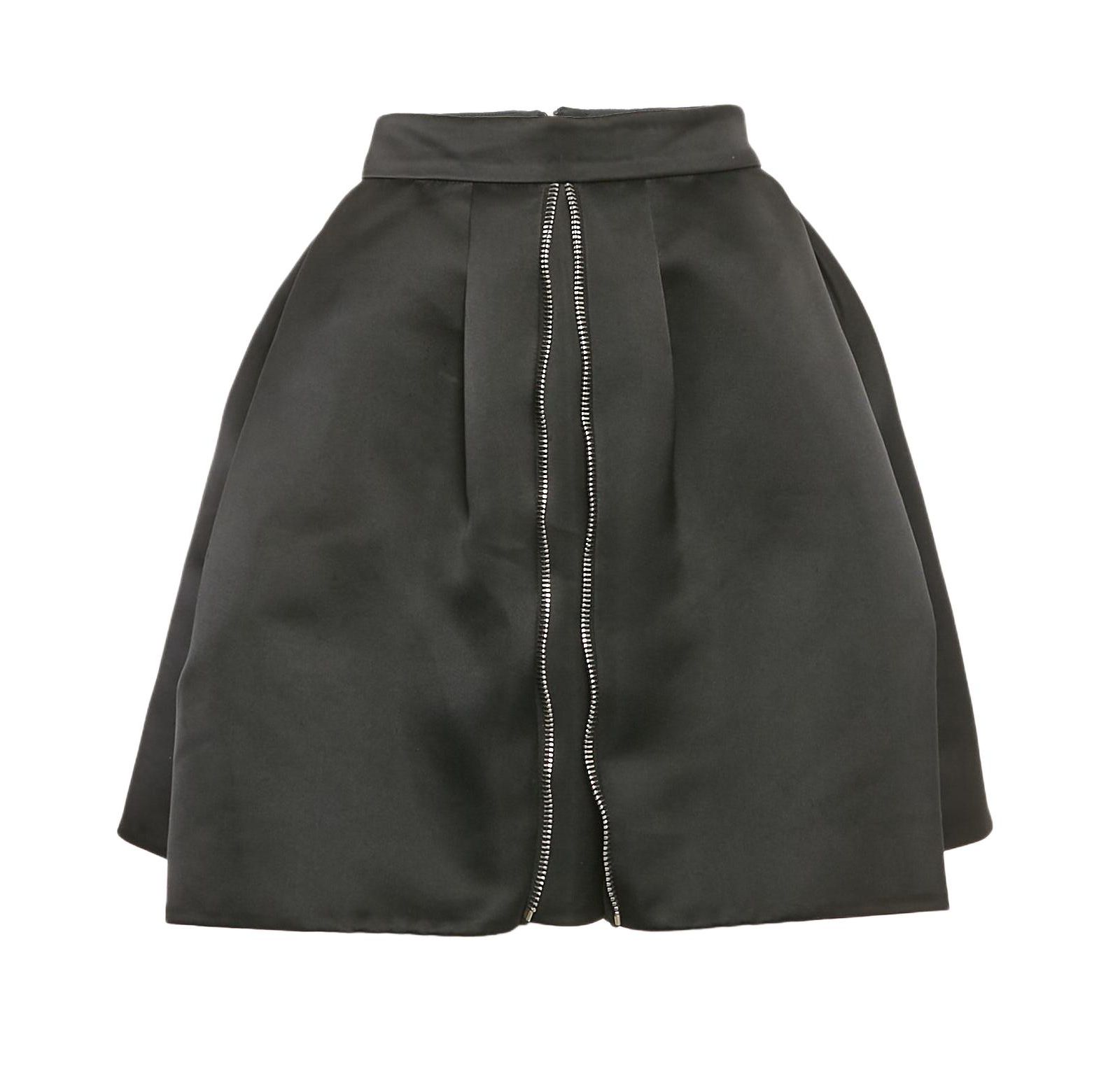 Pre-Owned Alexander Mcqueen Женская мини-юбка из черного атласа со складками