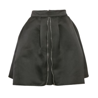 Pre-Owned Alexander Mcqueen Women's Black Satin Pleated Mini Skirt