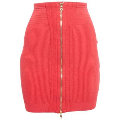 Pre-Owned Balmain Women's Pink Stretch Knit Mini Skirt
