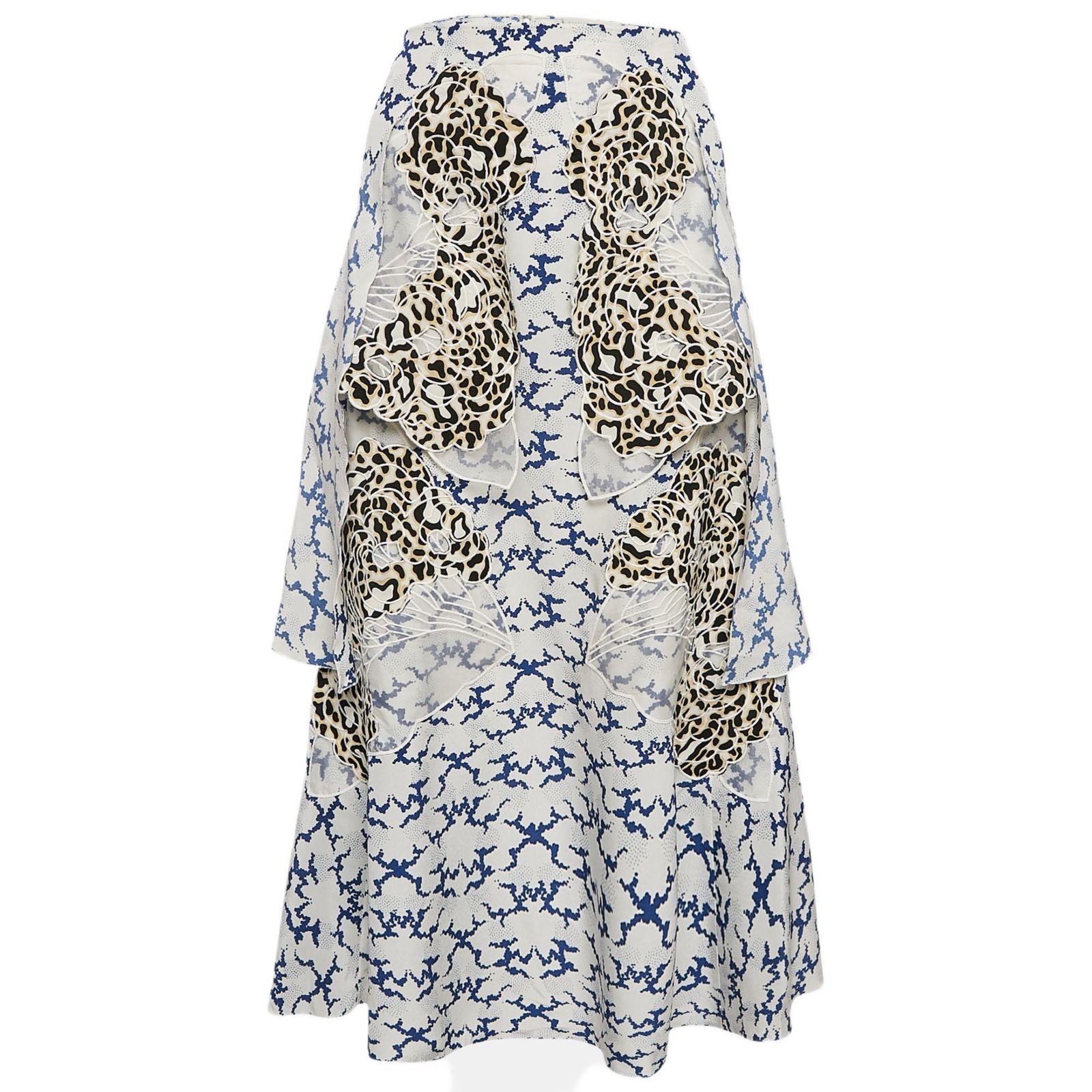 Pre-Owned Stella Mccartney Women's White Printed Silk Layered Midi Skirt