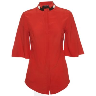 Pre-Owned Alexander Mcqueen Women's Silk Beaded High Neck Top