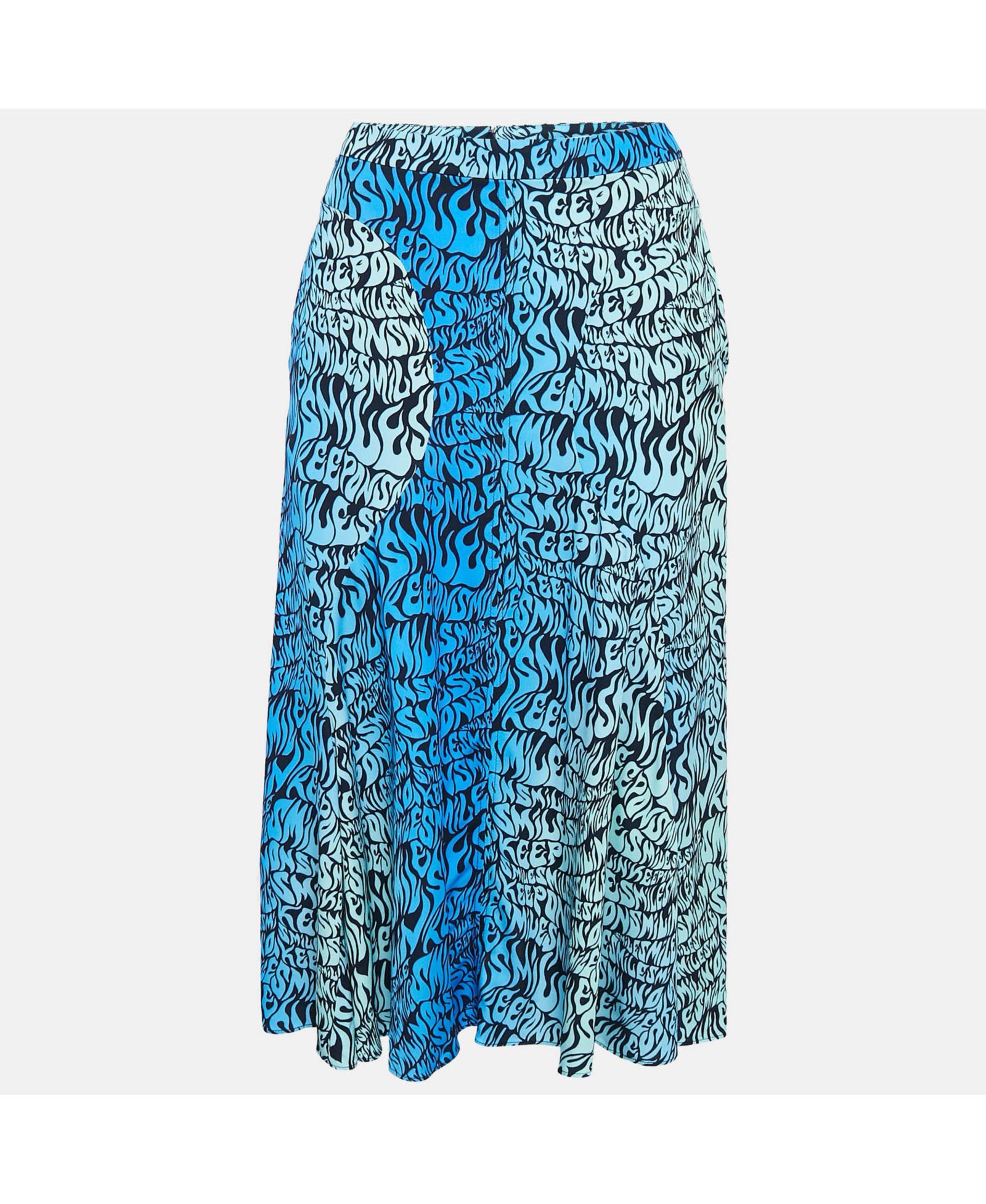 Pre-Owned Stella Mccartney Женская миди-юбка из крепового шелка, синяя, с принтом