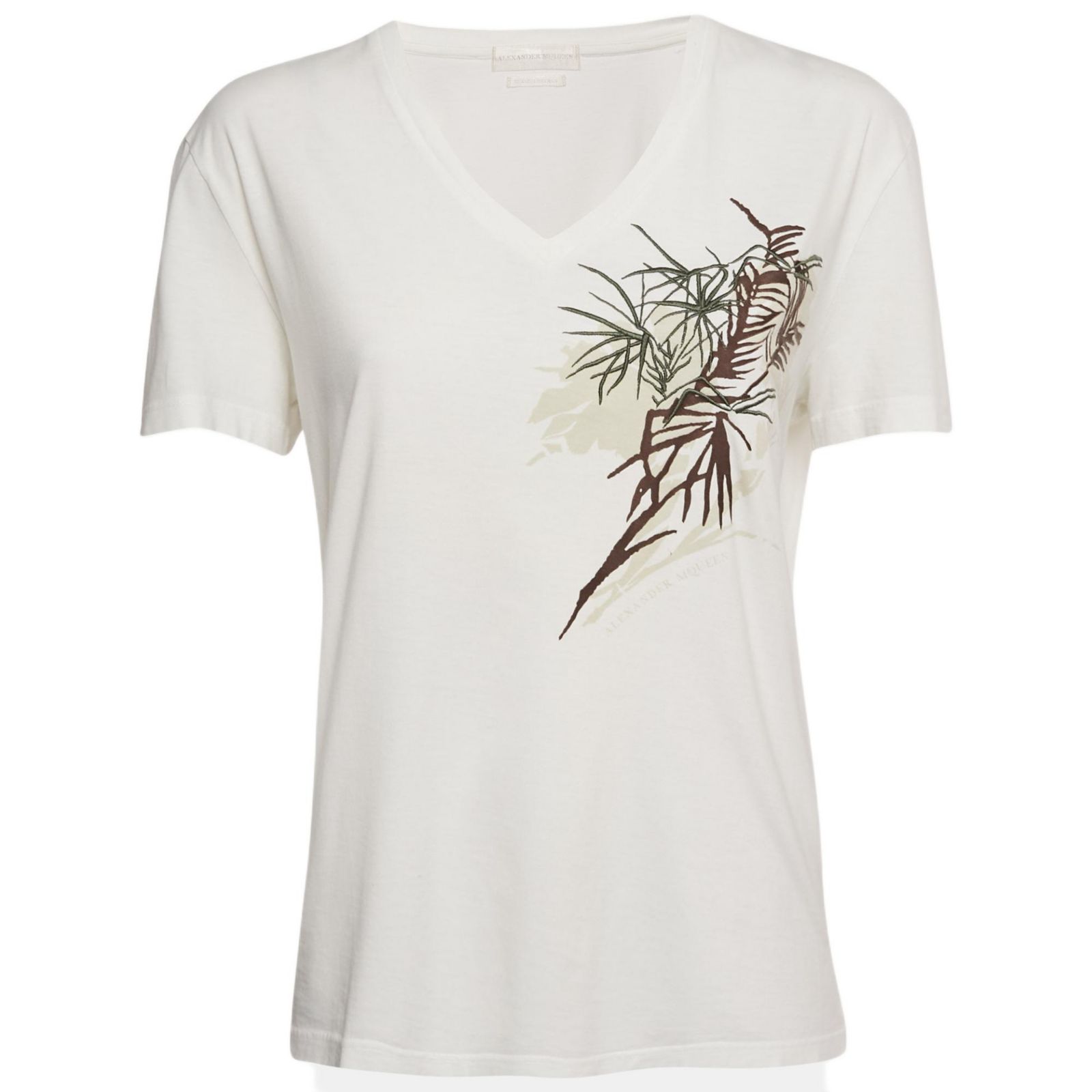 Pre-Owned Alexander Mcqueen Women's Embroidered Jersey V-Neck T-Shirt
