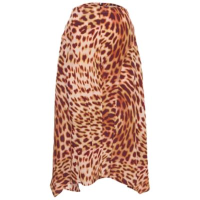 Pre-Owned Stella Mccartney Women's Pink/brown Leopard Print Silk Flared Midi Skirt