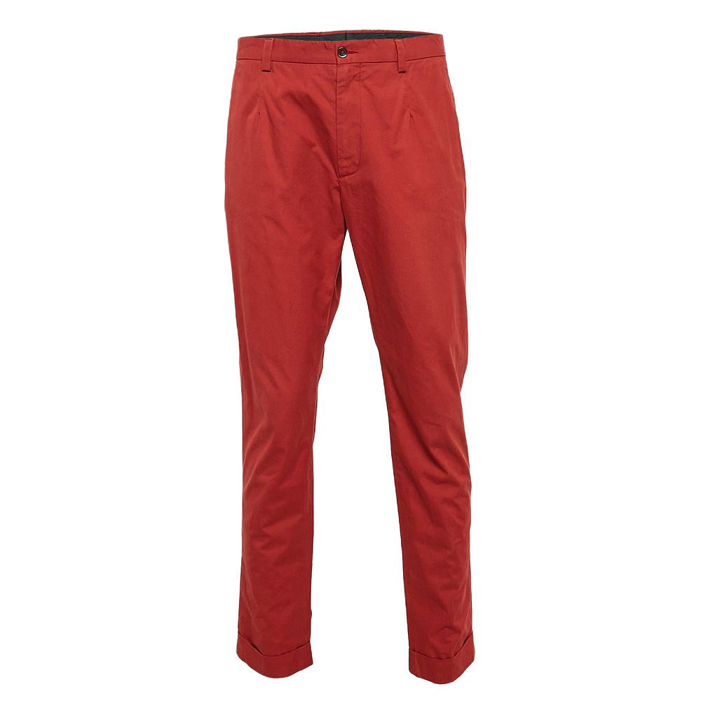 Мужские брюки Dolce & Gabbana Red Cotton Straight Leg